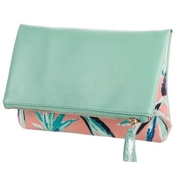 Rachel Pally Paradise Reversible Foldable Clutch Purse 2 In 1 - Picture 2 of 10